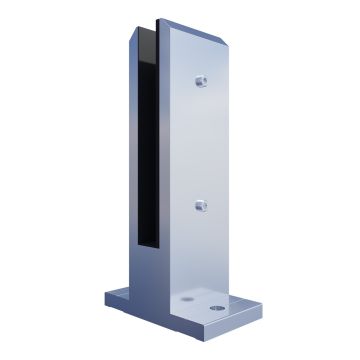 Uchwyt pionowy aluminiowy do szkła - spigot, 200 x 60 x 42 mm, z maskownicą, szkło 12 - 13,52 mm, satyna