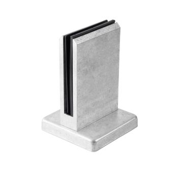 Uchwyt pionowy aluminiowy do szkła - spigot, 200 x 120 x 42 mm, z maskownicą, szkło 12 - 13,52 mm, surowy 