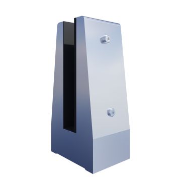 Uchwyt pionowy pojedynczy do szkła deltowaty - spigot, 70x50 mm, H=140mm, szkło 12-13,52 mm, aluminium, satyna