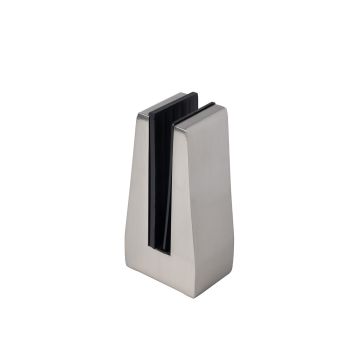 Uchwyt pionowy pojedynczy do szkła deltowaty - spigot, 70x50 mm, H=140 mm, szkło 16-17,52 mm, aluminium, satyna