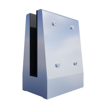 Uchwyt pionowy podwójny do szkła deltowaty - spigot, 70x100 mm, H=140mm, szkło 12-13,52 mm, aluminium, satyna