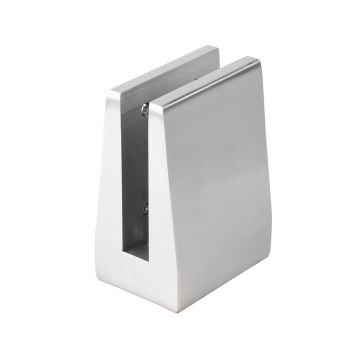 Uchwyt pionowy podwójny do szkła deltowaty - spigot, 70x100 mm, H=140 mm, szkło 16-17,52 mm, aluminium, satyna