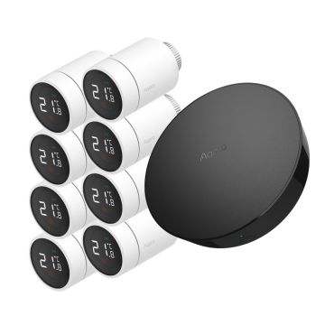 Zestaw inteligentnego ogrzewania Aqara centrala M2 + 8x głowica termostatyczna E1 (HM2-G01+ SRTS-A01)