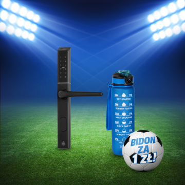 Inteligentna klamka elektroniczna PSG COLIBRI - czarna, regulowany rozstaw, Bluetooth, Wi-Fi, Smart Life (Tuya) + butelka motywacyjna z tritanu
