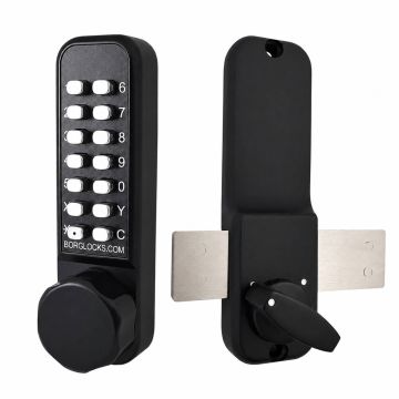 Metalowy zamek bramowy Borg Locks BL2605 - jednostronny z siedmiokątną gałką, klawiaturą i ryglem SS mocowanym od wewnątrz