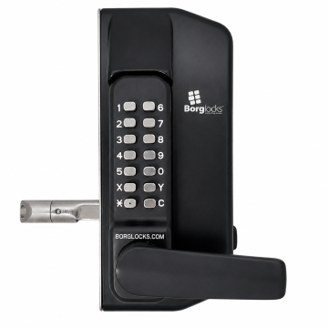 Jednostronny mechaniczny zamek szyfrowy BL3400 Borg Locks do bram metalowych - z klawiaturą ECP, wewnętrzną klamką blokującą i zasuwą 65-80 mm
