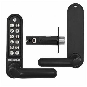 Metalowy zamek bramowy Borg Locks BL5201 ECP - jednostronny z klamką, klawiaturą ECP i zatrzaskiem 60 mm, odporny na warunki morskie