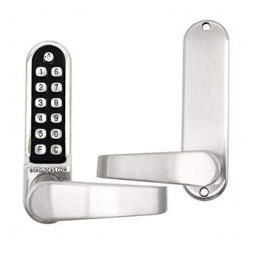 Metalowy zamek bramowy Borg Locks BL5400 ECP - jednostronny z klamką, klawiaturą ECP i funkcją zmiany kodu na drzwiach