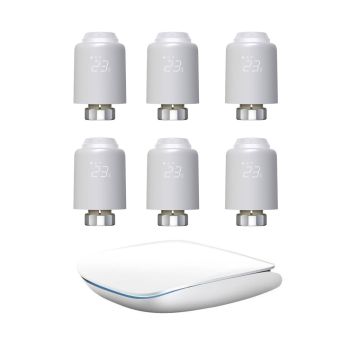 Zestaw 6 głowic termostatycznych Avatto TRV07 Zigbee 3.0 TUYA z bramką Avatto GW16-W ZigBee/Bluetooth Mesh (biała)