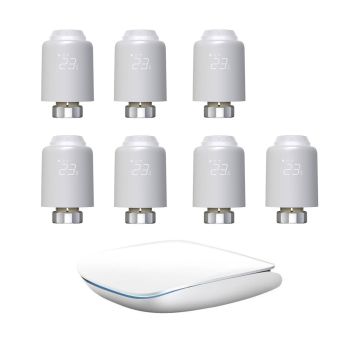 Zestaw 7 głowic termostatycznych Avatto TRV07 Zigbee 3.0 TUYA z bramką Avatto GW16-W ZigBee/Bluetooth Mesh (biała)