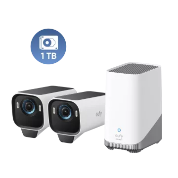 Zestaw 2 kamer do monitoringu eufyCam S3 Pro + stacja HomeBase S380 + dysk twardy 1 TB