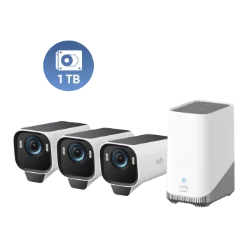 Zestaw 3 kamer do monitoringu eufyCam S3 Pro + stacja HomeBase S380 + dysk twardy 1 TB