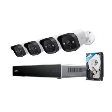 System bezpieczeństwa eufy PoE NVR E40 - 4 kamery bullet, 4 Ultra HD, Starlight Color Night Vision, lokalny agent AI, dwukierunkowa komunikacja