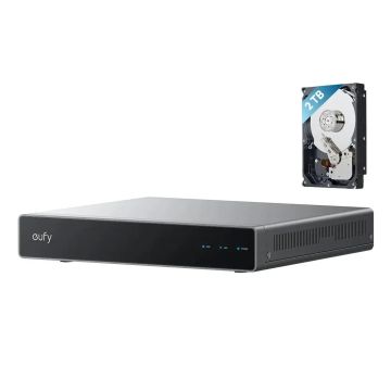 Rejestrator eufy NVR S4 z dyskiem 2 TB do inteligentnych kamer Eufy - lokalny agent AI, w zestawie dysk twardy 2TB, Amazon Alexa, Google Voice Assistant