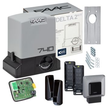 Zestaw promocyjny DELTA 2 FAAC 740 do bram przesuwnych o maksymalnej wadze 500 kg, 2 piloty XT4 FDS 433-868 Mhz, lampa XLED