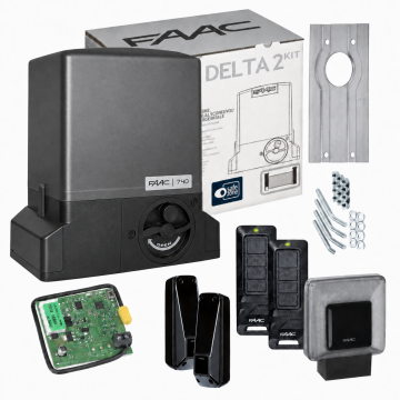 Zestaw promocyjny DELTA 2 FAAC 740 do bram przesuwnych o maksymalnej wadze 500 kg, 2 piloty XT4 FDS 433-868 Mhz, lampa XLED
