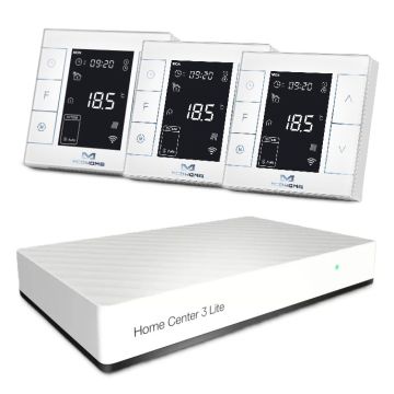Zestaw inteligentnego sterowania ogrzewaniem podłogowym z centralą Fibaro + 3x MCOHOME MH7H-WH biały