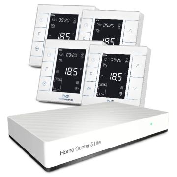 Zestaw inteligentnego sterowania ogrzewaniem podłogowym z centralą Fibaro + 4x MCOHOME MH7H-WH biały