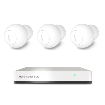Zestaw 3 głowic termostatycznych FIBARO The Heat Controller ZWE (FGT-001) z centralą FIBARO Home Center 3 FGHC3 Lite