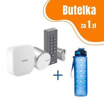 Inteligentny zamek GERDA Tedee PRO - srebrny, w zestawie z mostkiem, klawiaturą oraz wkładką SLR 30-61/37-68 mm (typ C) + butelka motywacyjna z tritanu. 