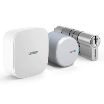 Zamek inteligentny Tedee Lock GO2 TLV2.0A-P w zestawie z mostkiem i wkładką modułową SLR 30-61/37-68 mm (typ C)