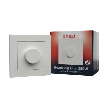 Obrotowy sterownik oświetlenia Heatit Zig Dim - Zigbee, 250 W, biały RAL 9003