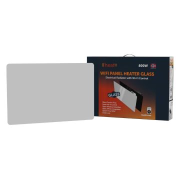 Grzejnik elektryczny Heatit WiFi Glass Panel Heater - WiFi, Bluetooth, 800 W, biały ze szklanym frontem