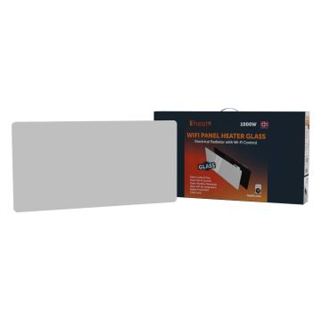 Grzejnik elektryczny Heatit WiFi Glass Panel Heater - WiFi, Bluetooth, 1000 W, biały ze szklanym frontem