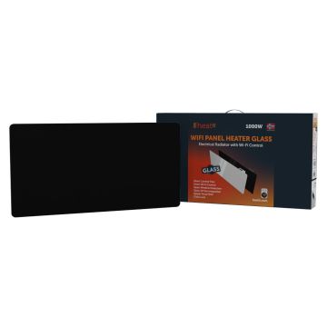 Grzejnik elektryczny Heatit WiFi Glass Panel Heater - WiFi, Bluetooth, 1000 W, czarny ze szklanym frontem