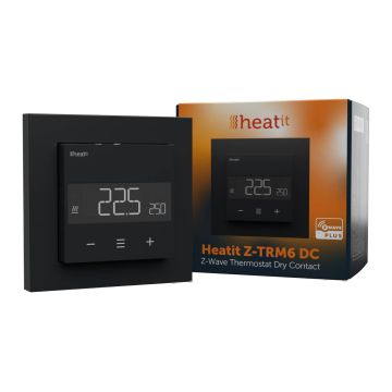 Termostat Heatit Z-TRM6 DC - Z-Wave, do sterowania kotłami, pompami ciepła oraz siłownikami, czarny mat