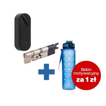 Inteligentny zamek Yale Linus Smart Lock L2 czarny - zestaw z regulowaną wkładką Linus® Smart Lock + butelka motywacyjna z tritanu