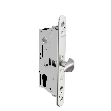 Zamek wpuszczany Sixtylock-S Locinox do bram przesuwnych - z backsetem 40 mm, rozstaw 92 mm, zaczep wpuszczany