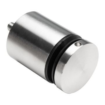 Uchwyt punktowy rotula do szkła, do powierzchni płaskiej, fi 50/50/M10x90 - szkło 8 - 17,52 mm, pusty dystans, aisi304, satyna