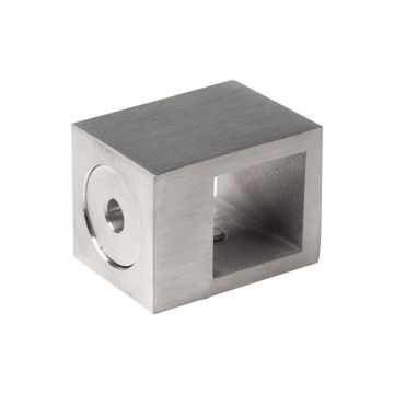 Uchwyt przelotowy pręta 20 x 20 mm - mocowany do płaszczyzny, AISI304, satyna