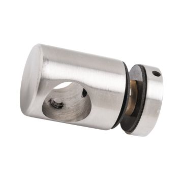 Uchwyt przelotowy pręta 16 mm z uchwytem o szkła 25 mm, stal nierdzewna, satyna