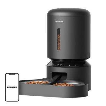 Dozownik karmy Petlibro Granary z podwójną miską, Wifi, 5L (czarny)