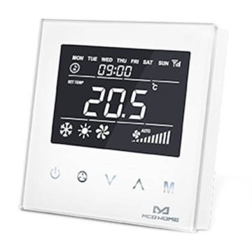Termostat do sterowania klimatyzacją centralną 4-rurową typu Fan Coil MCOHome MH8-FC4 Z-Wave biały
