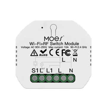 Moduł przekaźnikowy Wi-Fi + RF Moes MS-104 Tuya - dopuszkowy, 1-kanałowy