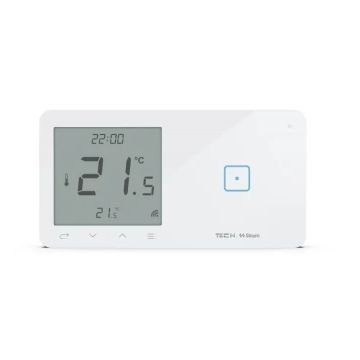Szklany regulator pokojowy + włącznik jednopolowy TechSterowniki SINUM WSR-01P Prawa Biały (WG.23.0015)