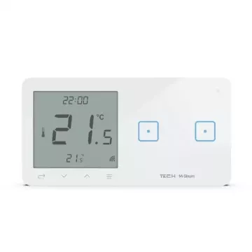 Szklany regulator pokojowy + włącznik dwupolowy TechSterowniki SINUM WSR-02P Prawa Biały (WG.23.0016)
