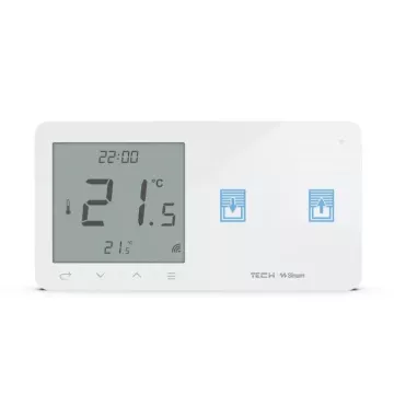 Szklany regulator pokojowy + wyłącznik rolet TechSterowniki SINUM WZR-02P Prawa Biały (WG.23.0022)