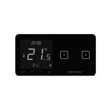 Szklany regulator pokojowy + włącznik dwupolowy TechSterowniki SINUM WSR-02P Prawa Czarny (WG.23.0072)