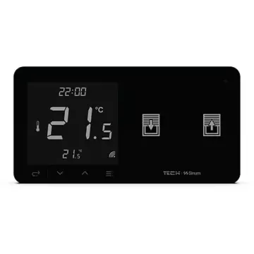 Szklany regulator pokojowy + wyłącznik rolet TechSterowniki SINUM WZR-02P Prawa Czarny (WG.23.0074)