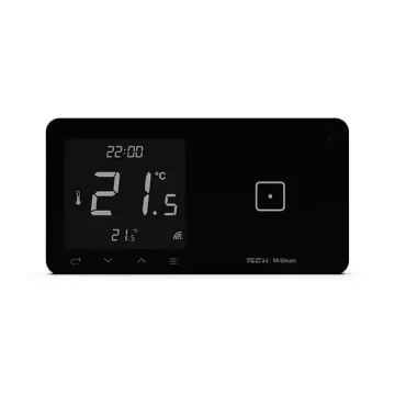 Szklany regulator pokojowy + włącznik jednopolowy TechSterowniki SINUM WSR-01P Prawa Czarny (WG.23.0078)