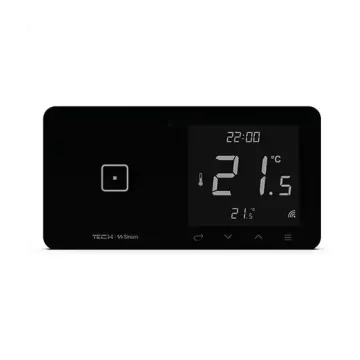 Szklany regulator pokojowy + włącznik jednopolowy TechSterowniki SINUM WSR-01L Lewa Czarny (WG.23.0079)