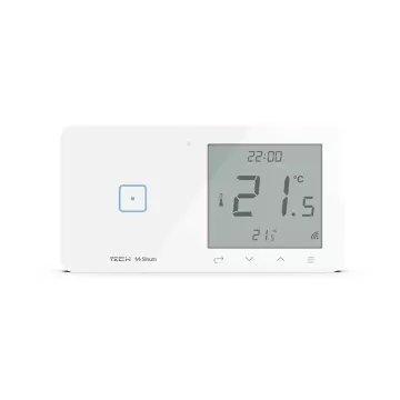 Szklany regulator pokojowy + włącznik jednopolowy TechSterowniki SINUM WSR-01L Lewa Biały (WG.23.0080)