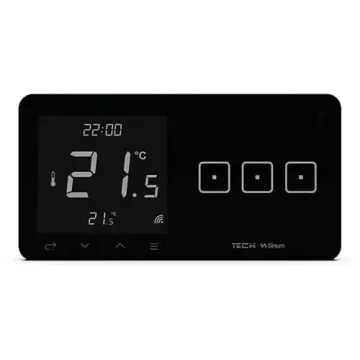 Szklany regulator pokojowy + włącznik trójpolowy TechSterowniki SINUM WSR-03P Prawa Czarny (WG.23.0093)