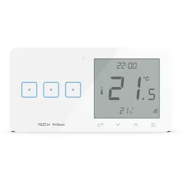 Szklany regulator pokojowy + włącznik trójpolowy TechSterowniki SINUM WSR-03L Lewa Biały (WG.23.0094)