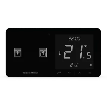 Szklany regulator pokojowy + wyłącznik rolet TechSterowniki SINUM WZR-02L Lewa Czarny (WG.23.0097)