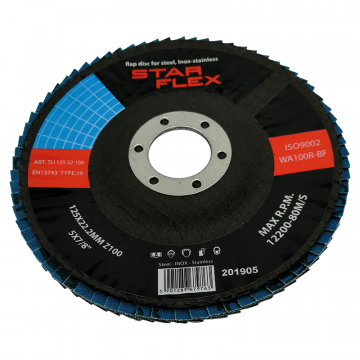 STAR FLEX Tarcza listkowa do szlifowania T29 125-22, granulacja 100 INOX